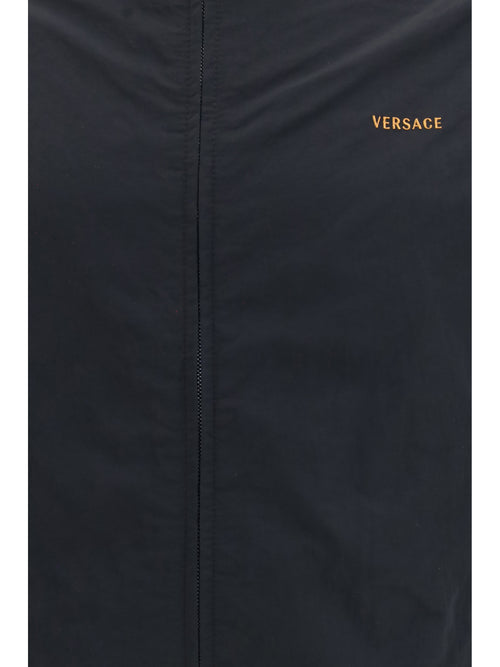 Versace Nylon Blouson Jacket with embroidered logo - Black
