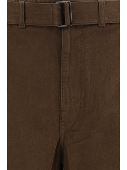 Lemaire Heavy dyed twill Belted Pants - Ristretto
