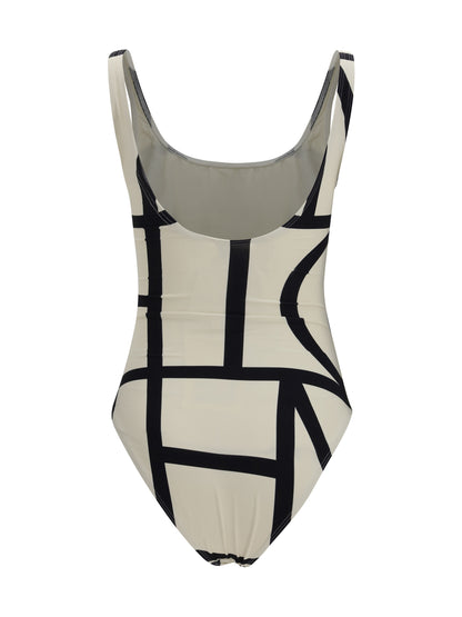 Toteme Monogram one-piece Swimsuit - Tofu