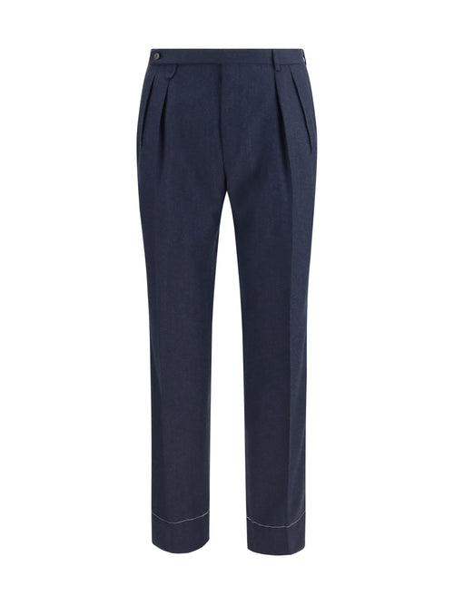 Brioni Elba Pants in silk, cashmere and linen - Navy