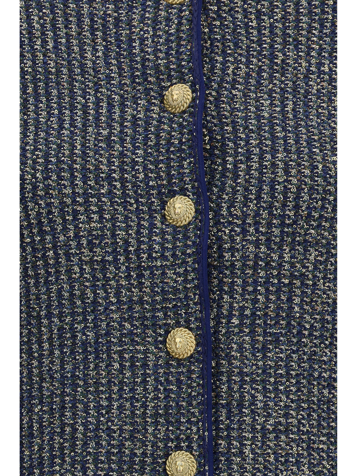Balmain Quilted sequin Cardigan with decorative buttons - Marine/Vert