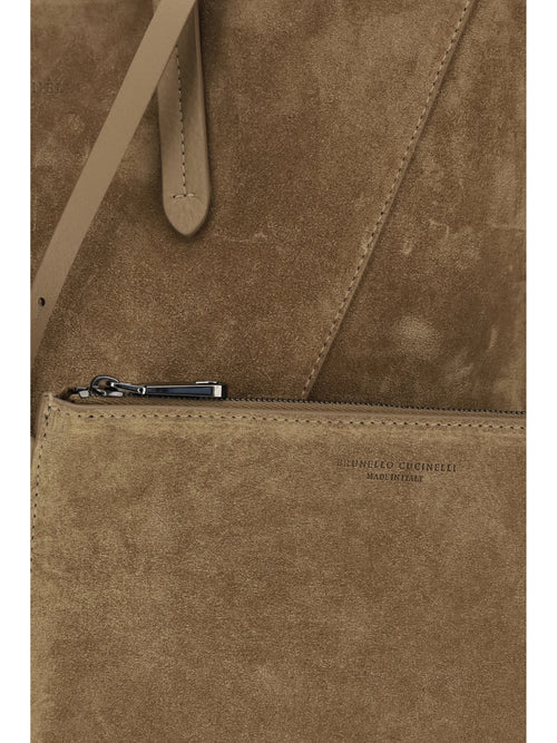 Brunello Cucinelli Suede BC Tote Bag - Sesamo