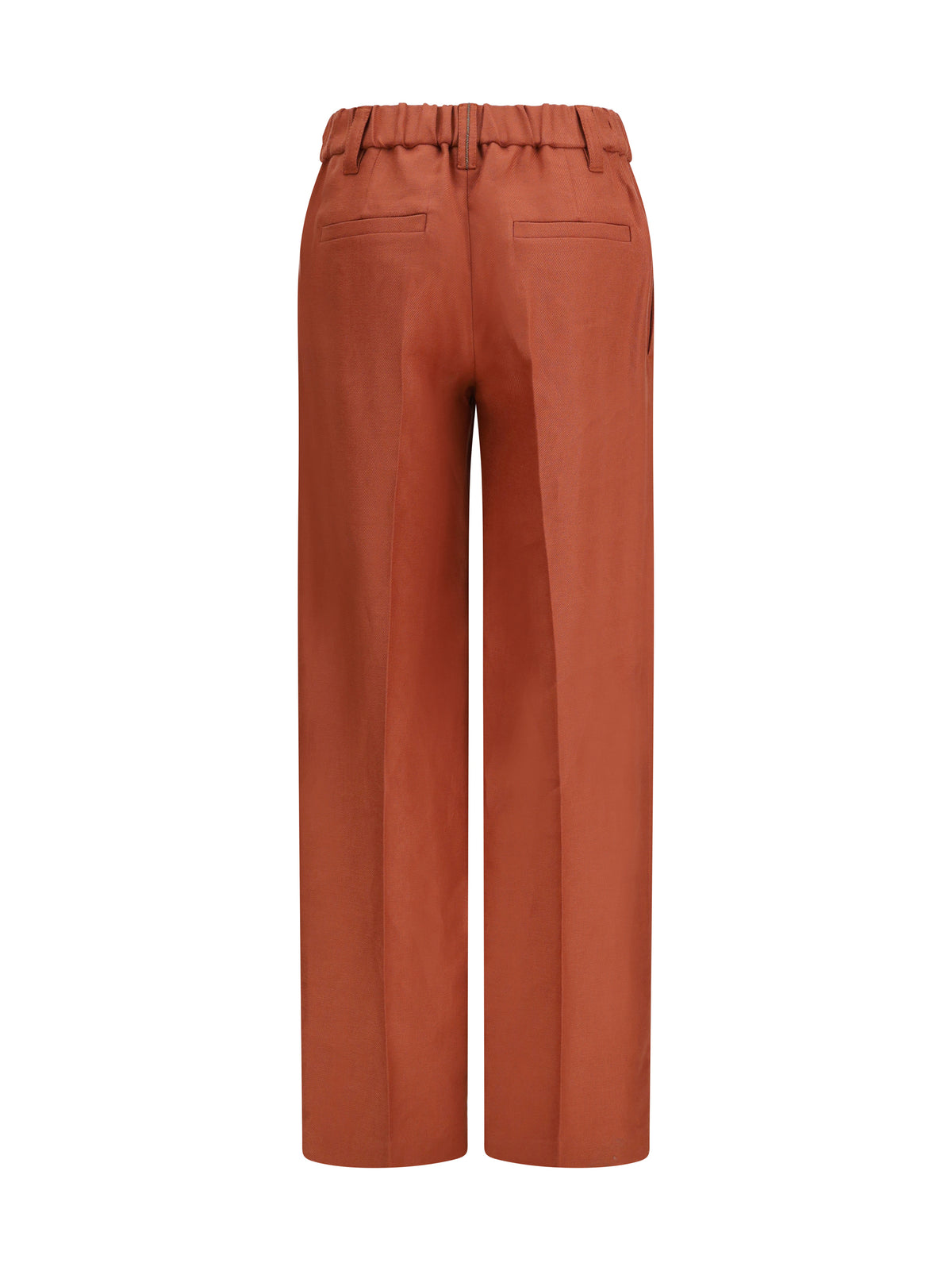 Brunello Cucinelli Wide-Leg Pants in linen with elastic waistband and belt loops - Orange Flame