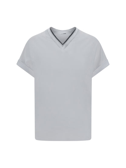 BRUNELLO CUCINELLI Cotton T-shirt with embellishments