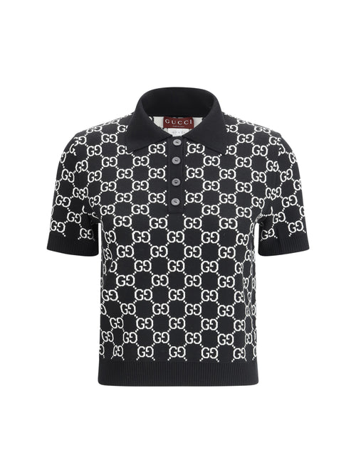 Gucci GG wool jacquard Polo Top - Black/White