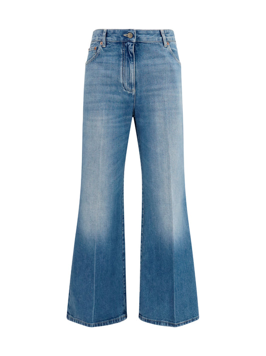 Valentino Straight-leg Jeans - Medium Blue Denim