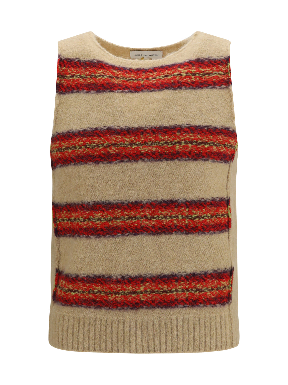 Dries Van Noten Striped sleeveless Sweater Vest - Ecru