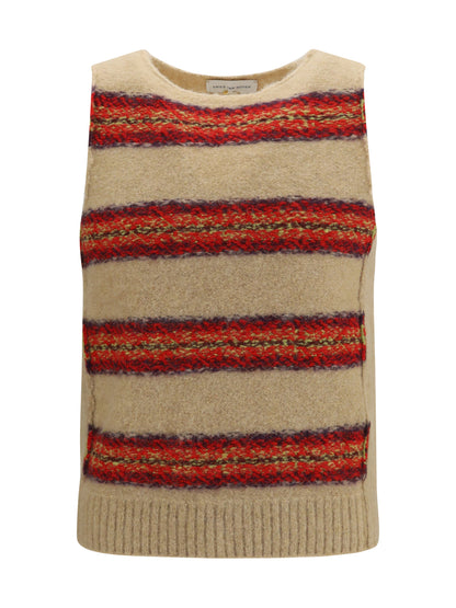 Dries Van Noten Striped sleeveless Sweater Vest - Ecru
