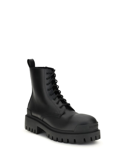 Balenciaga Strike Lace-Up Boots - Black