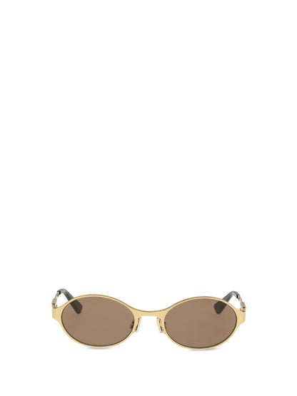 Bottega Veneta Oval Sunglasses - Gold-Gold-Brown