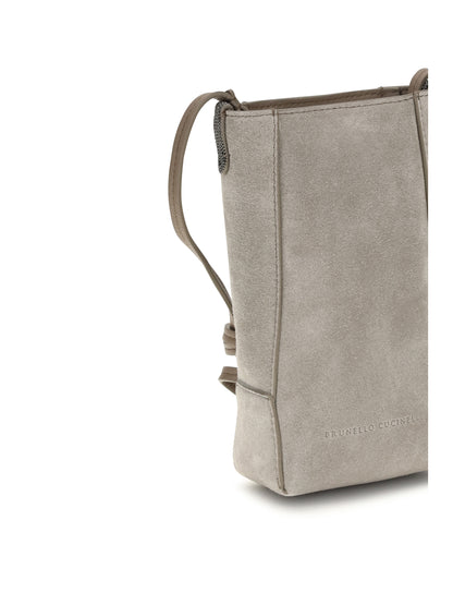 Brunello Cucinelli BC Duo suede Cell Phone Case - Ice