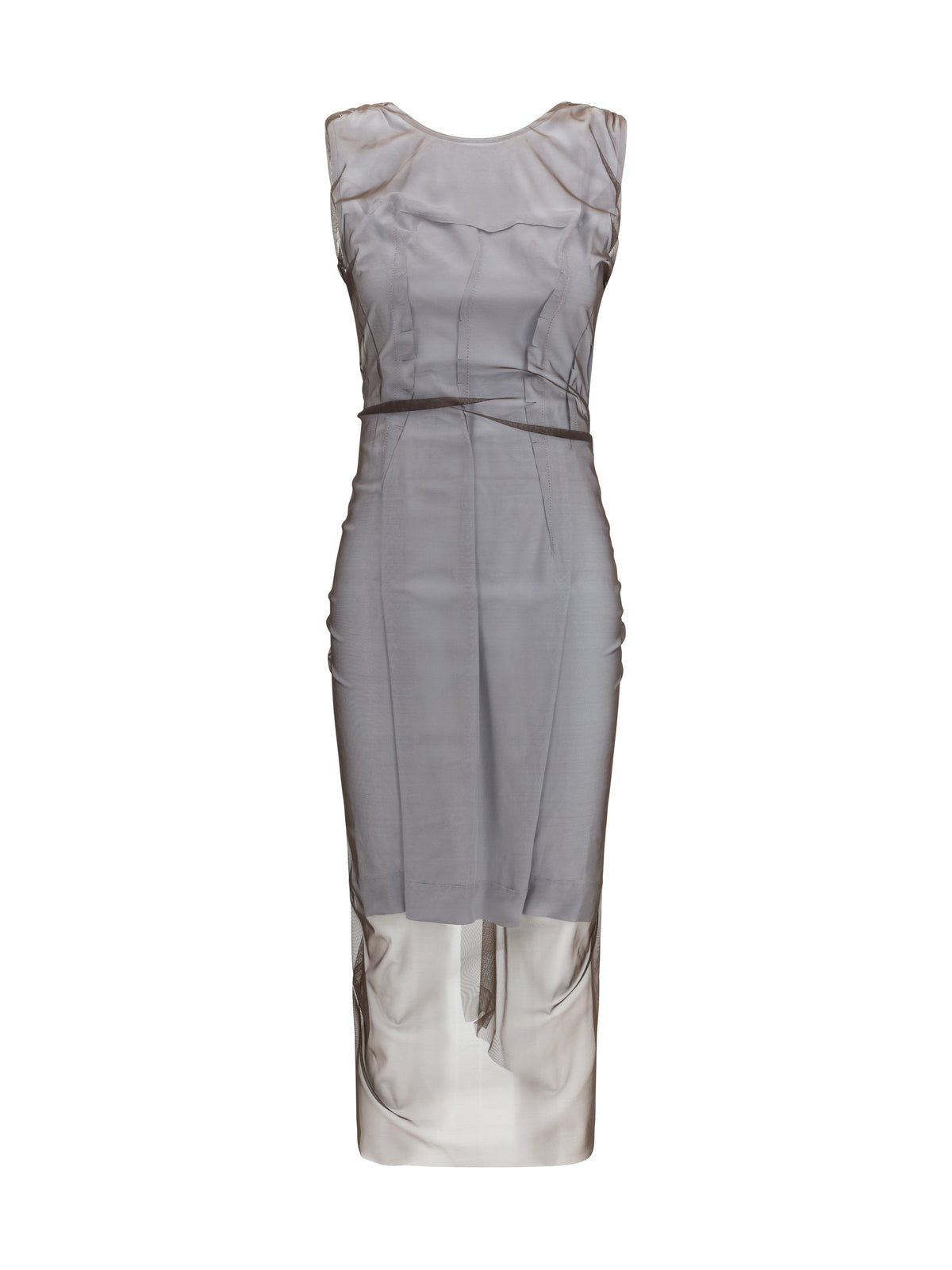 Maison Margiela Semi-sheer midi Dress - Brown/Light Grey