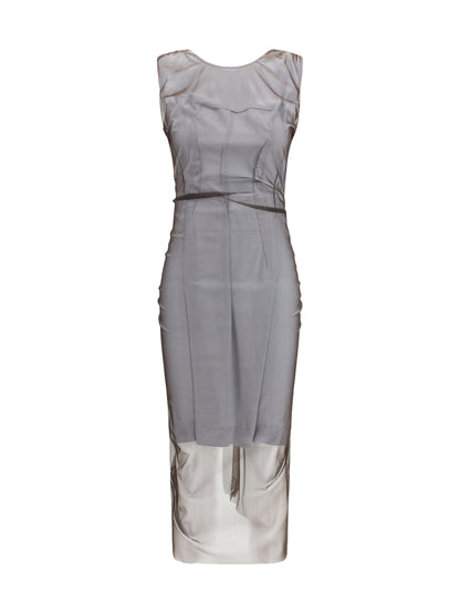 Maison Margiela Semi-sheer midi Dress - Brown/Light Grey