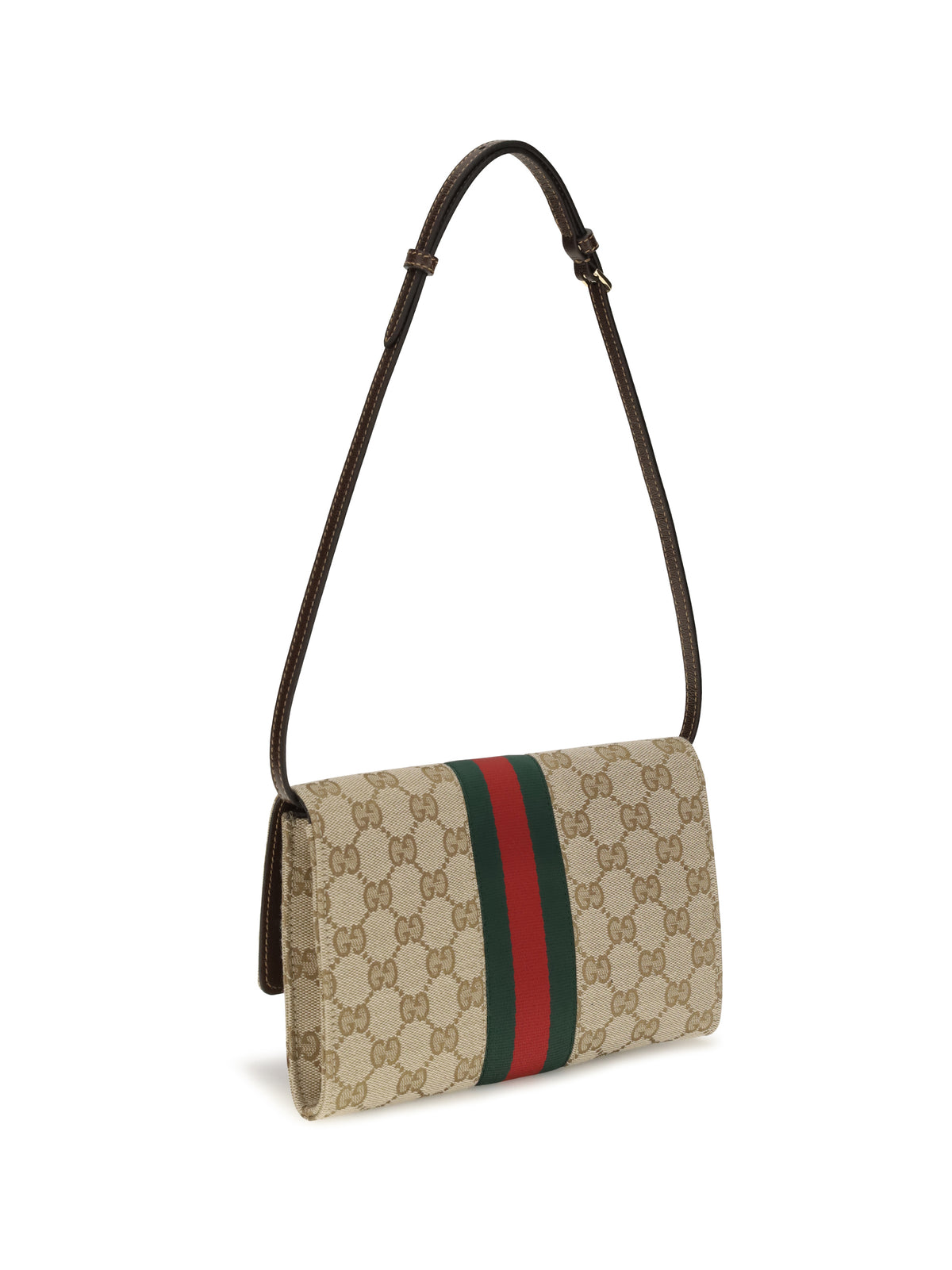 Gucci Horsebit Web Wallet with shoulder strap - V.Sand/Dk Br/Vrv/Blk
