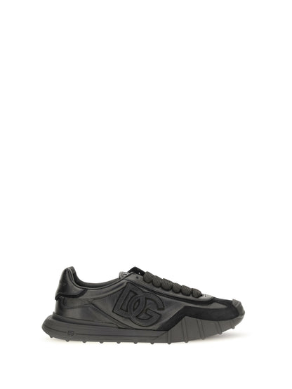 Dolce & Gabbana Athletic fabric and leather Sneakers - Black/Black