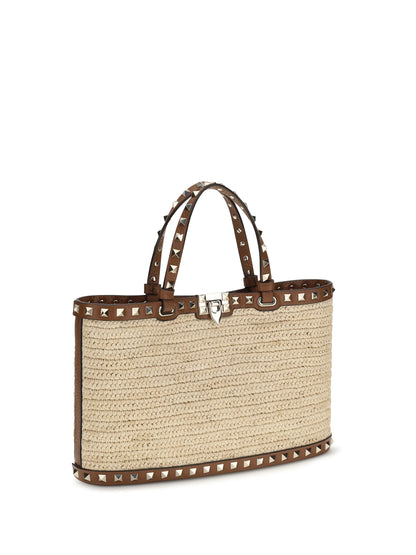 VALENTINO GARAVANI Rockstud raffia Tote Bag