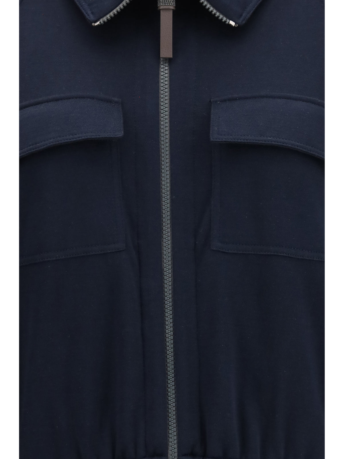 Brunello Cucinelli High-neck Sweatshirt in cotton and silk blend - Night Sky/Grey Dark