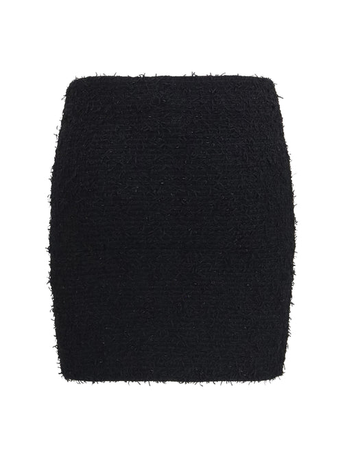 Balmain Tweed Mini Skirt with logo buttons - Noir