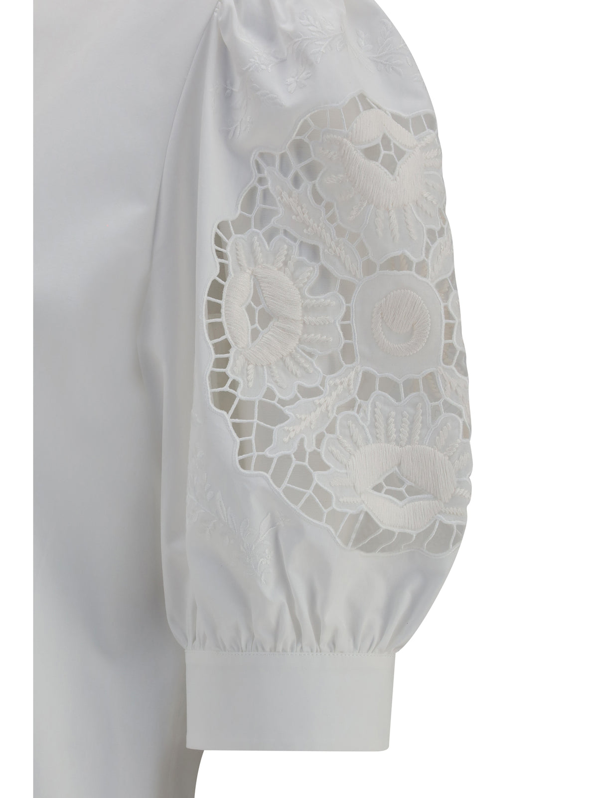 Valentino Shirt with Sangallo lace sleeves - White Ottico