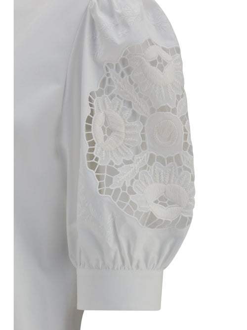 Valentino Shirt with Sangallo lace sleeves - White Ottico
