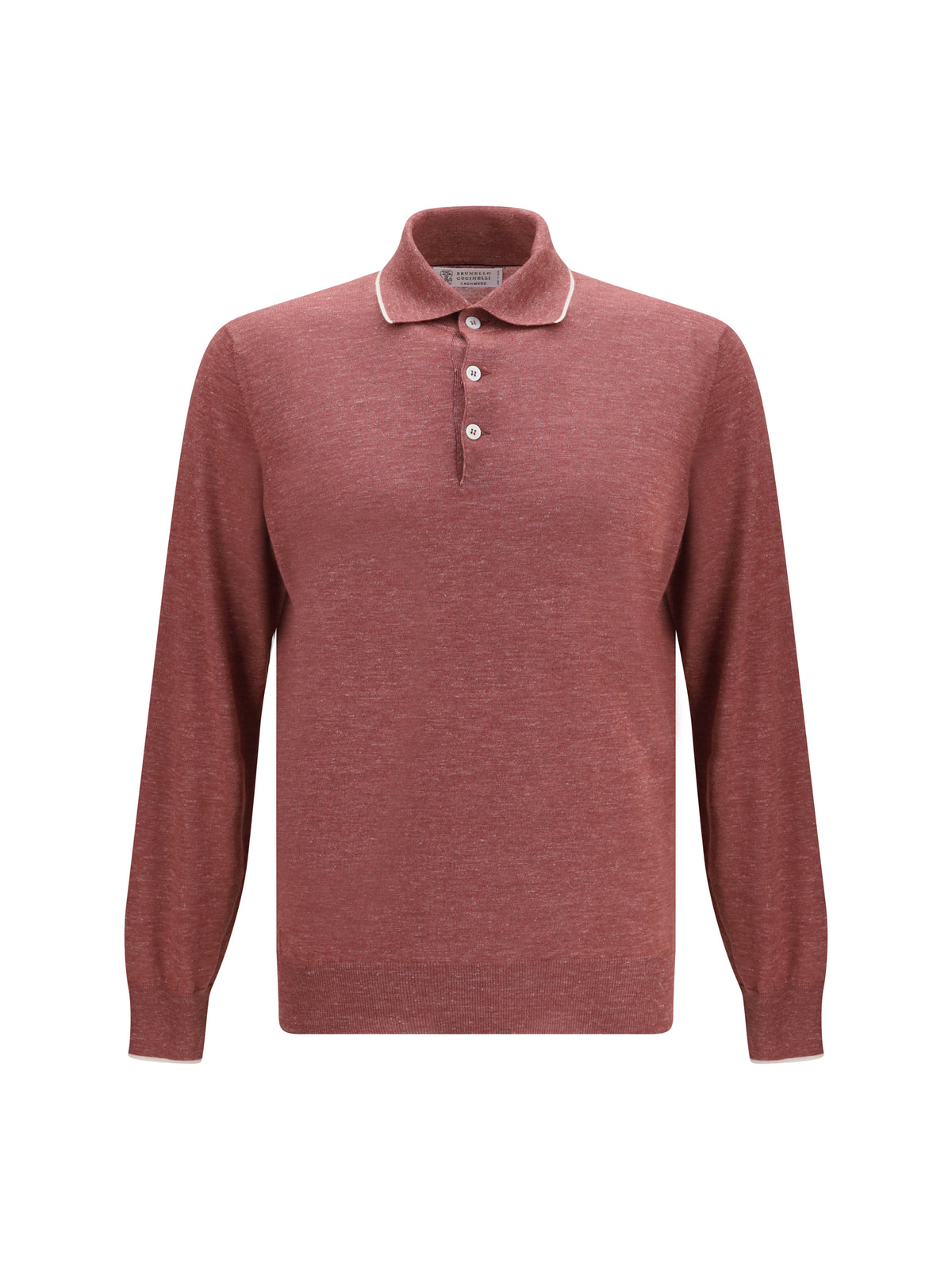 Brunello Cucinelli Lightweight cashmere, silk and hemp knit Polo - Corallo+Panama