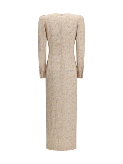 Alessandra Rich Jacquard draped Dress with flounces - Cream