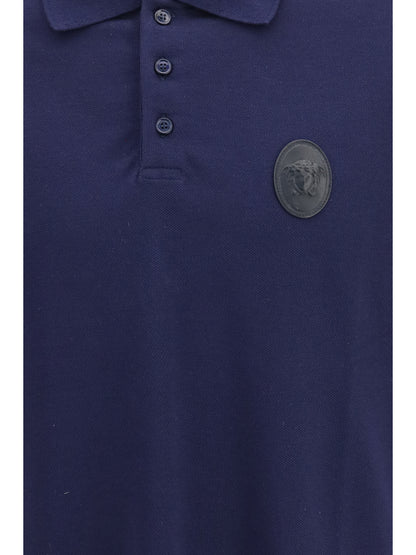 Versace Cotton piqué Polo with Medusa patch - Dark Navy