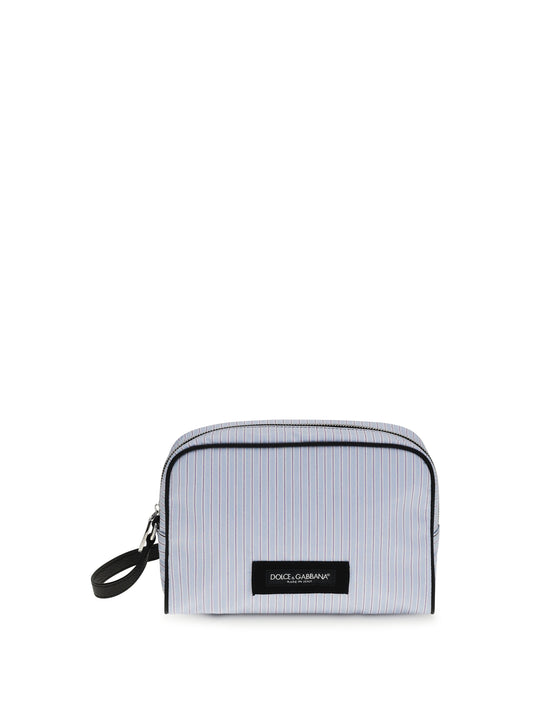 DOLCE & GABBANA Striped poplin and leather Handbag
