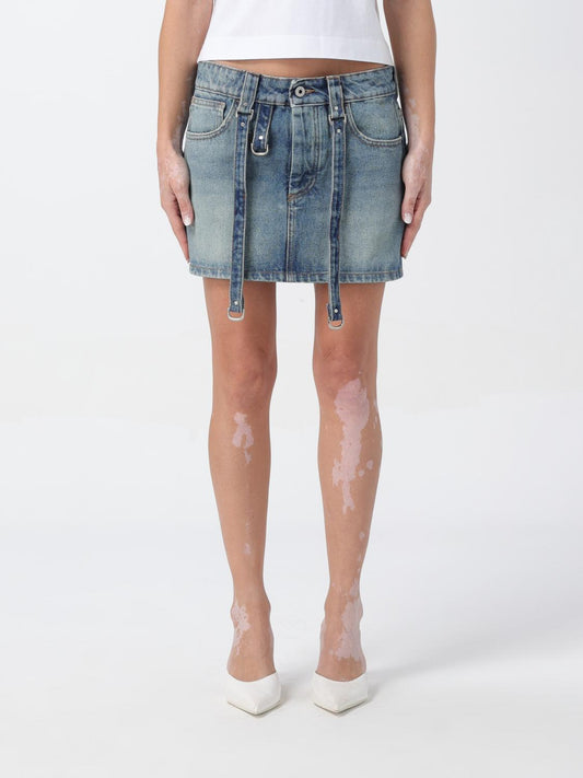 Off White Skirt Woman Blue