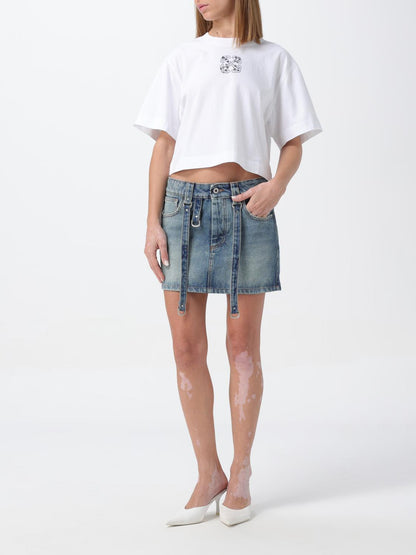 Off White Skirt Woman Blue