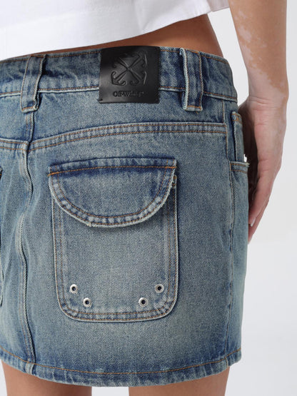 Off White Skirt Woman Blue