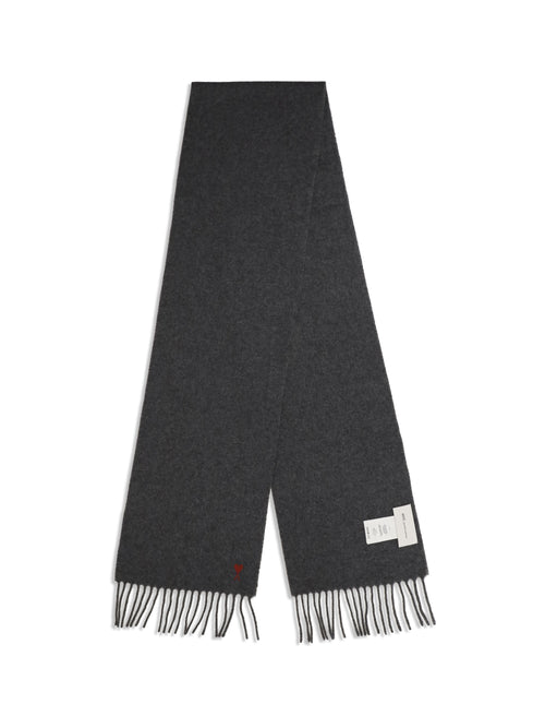 Ami Paris Quota Ami De Coeur wool Scarf - Gris Charcoal