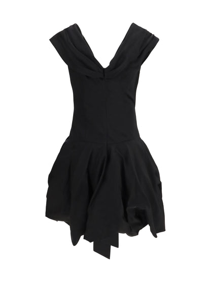 Magda Butrym Midi Dress with draped shawl collar - Black