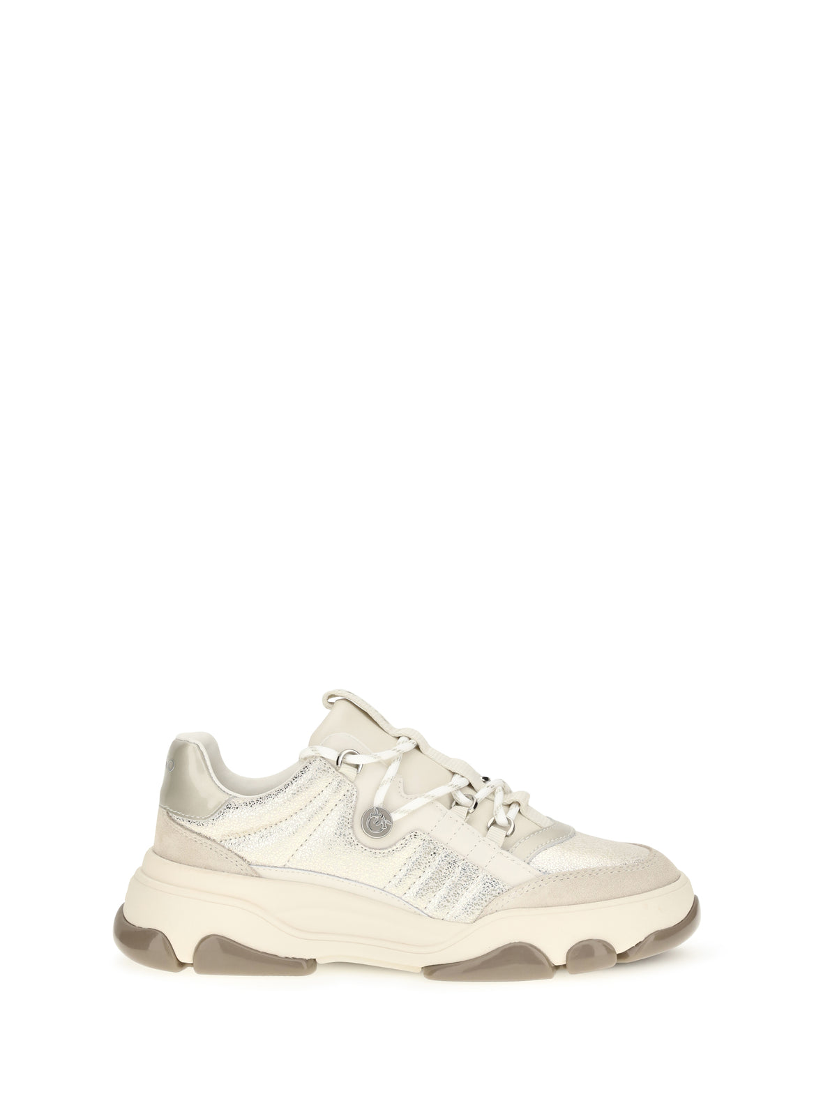 Pinko Athena leather Sneakers with sequin details - Platinum
