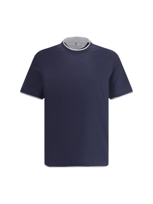 Brunello Cucinelli Cotton T-shirt - Cobalto+Grigio Medium