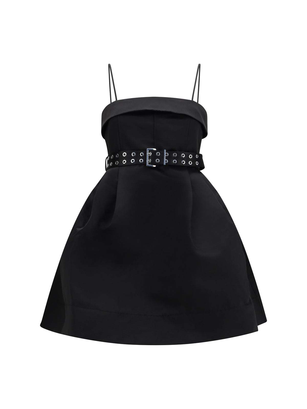 Ganni Short satin Dress with a full skirt - Black