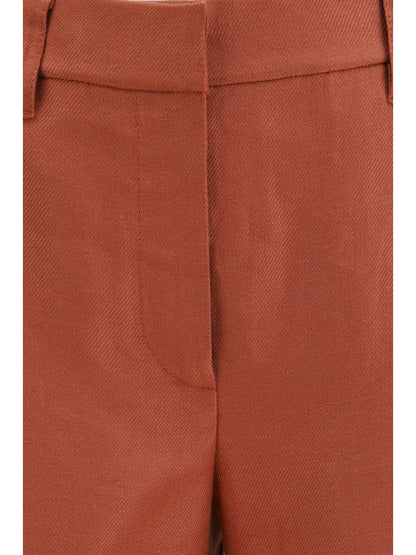 Brunello Cucinelli Wide-Leg Pants in linen with elastic waistband and belt loops - Orange Flame