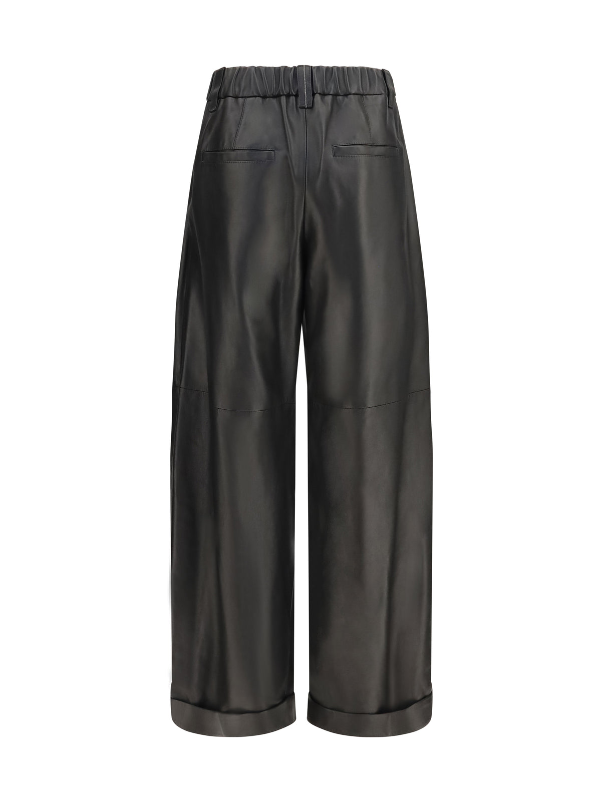 Brunello Cucinelli Baggy nappa leather Pants - Black