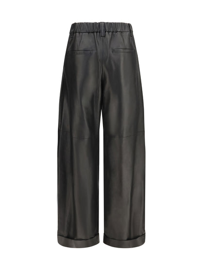 Brunello Cucinelli Baggy nappa leather Pants - Black