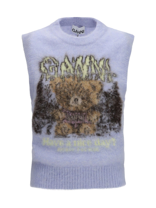 Ganni Teddy brushed alpaca Vest - Arctic Ice