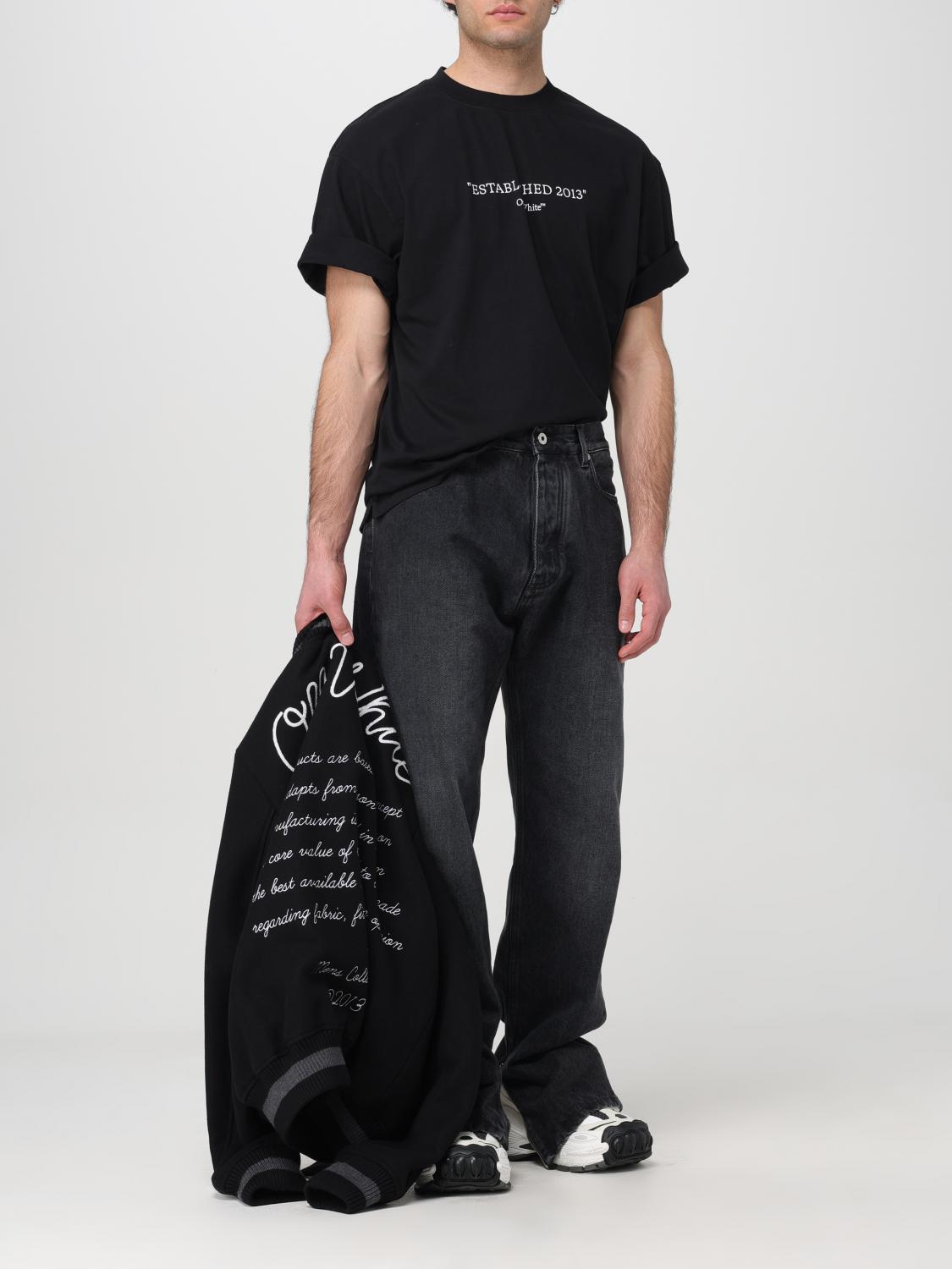 Off White Jeans Men Black