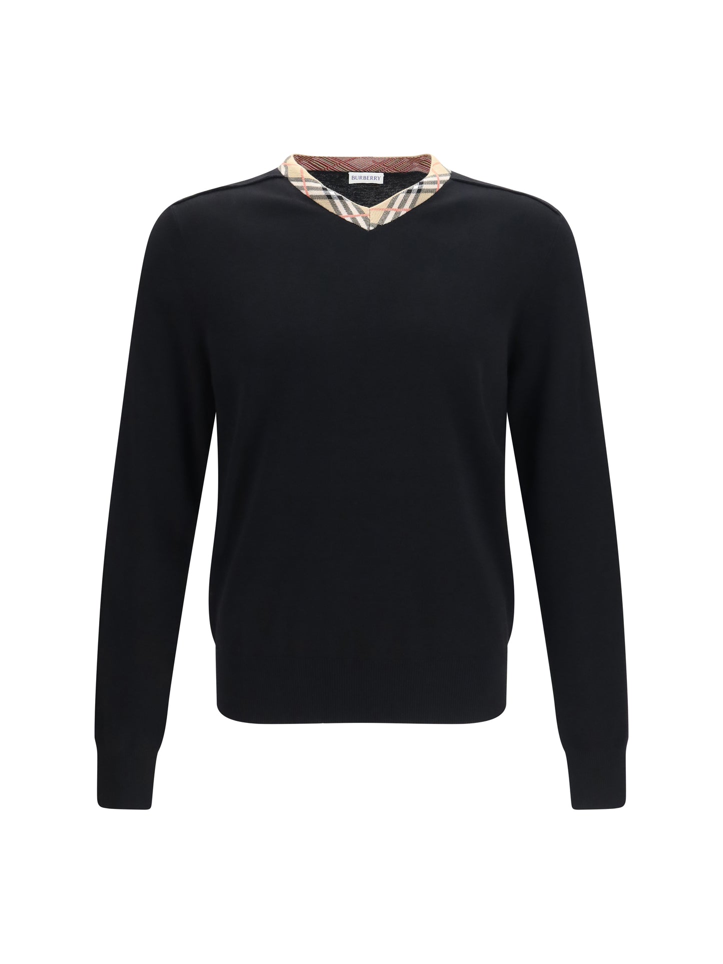 BURBERRY Check trim wool Sweater