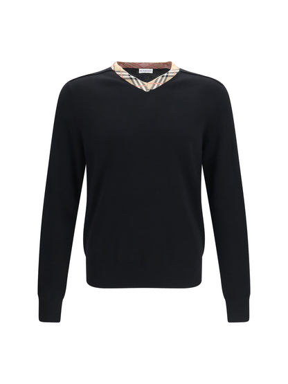 BURBERRY Check trim wool Sweater