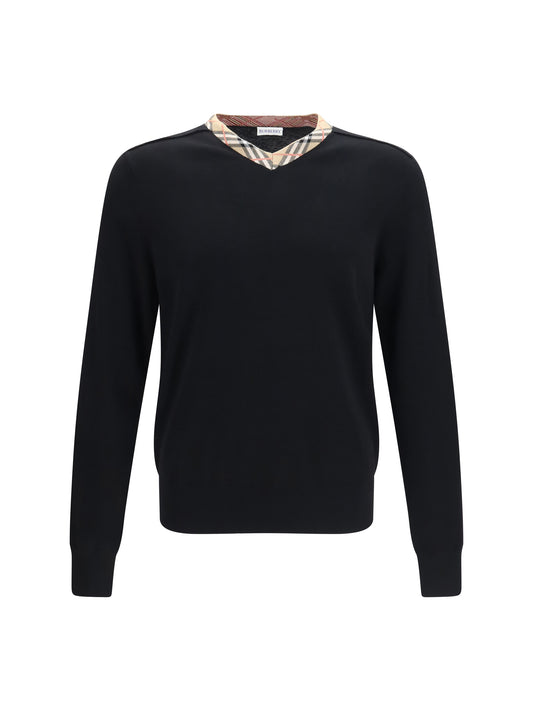 BURBERRY Check trim wool Sweater