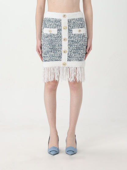 Balmain Skirt Woman Gnawed Blue