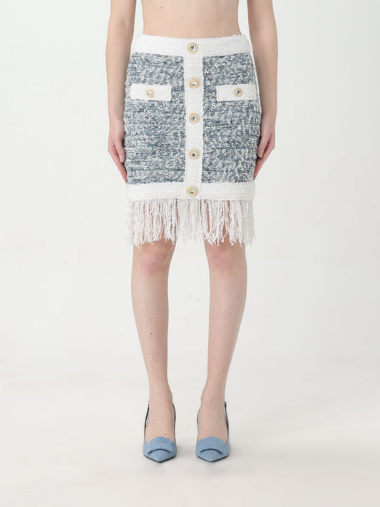 Balmain Skirt Woman Gnawed Blue