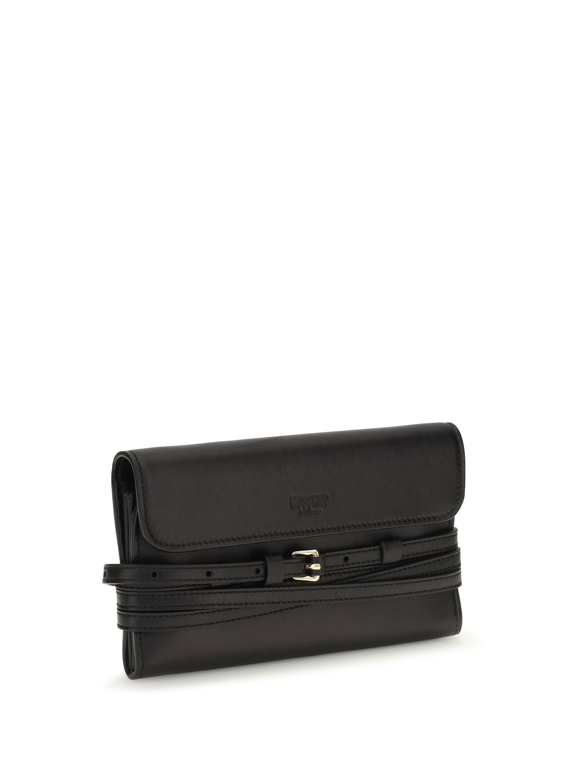 Moschino Leather Wallet with buckle detail - Black