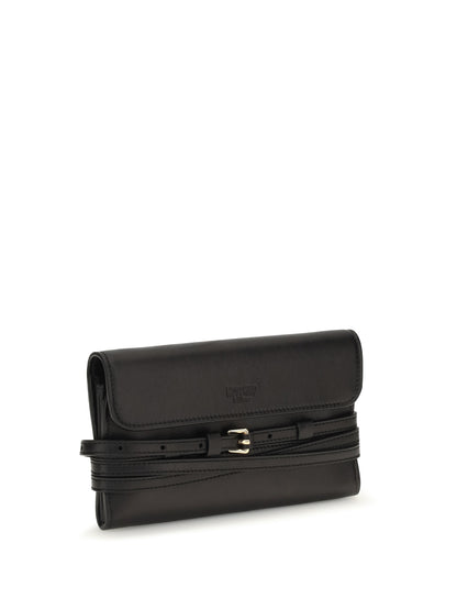 Moschino Leather Wallet with buckle detail - Black