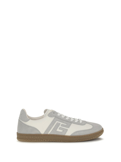 Balmain Swan Sneakers in suede and smooth leather - Gris Clair/Blanc