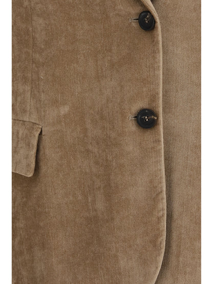 Brunello Cucinelli Fluid corduroy Jacket with monile - Cappuccino